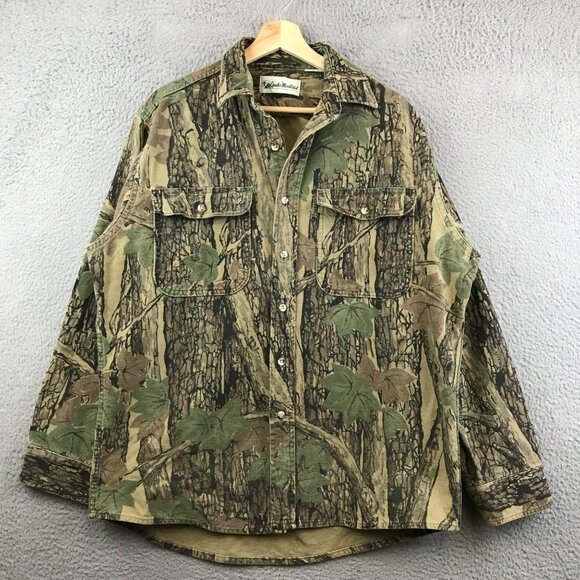 Vintage Gander Mountain Mens Camouflage Button-Up Hunting Shirt L - Picture 1 of 9